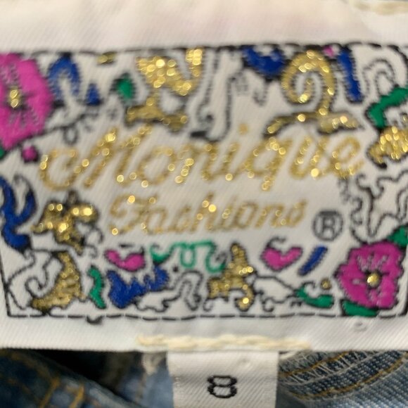 VINTAGE MONIQUE FASHIONS EMBROIDERY STUDS DENIM SHIRT JACKETS SIZE 8 - Picture 8 of 8